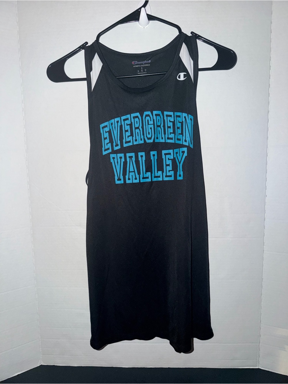 Champion Black Tank with Turquoise Evergreen Valley Print